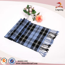 Blue-Black Check 100% Foulard Viscose